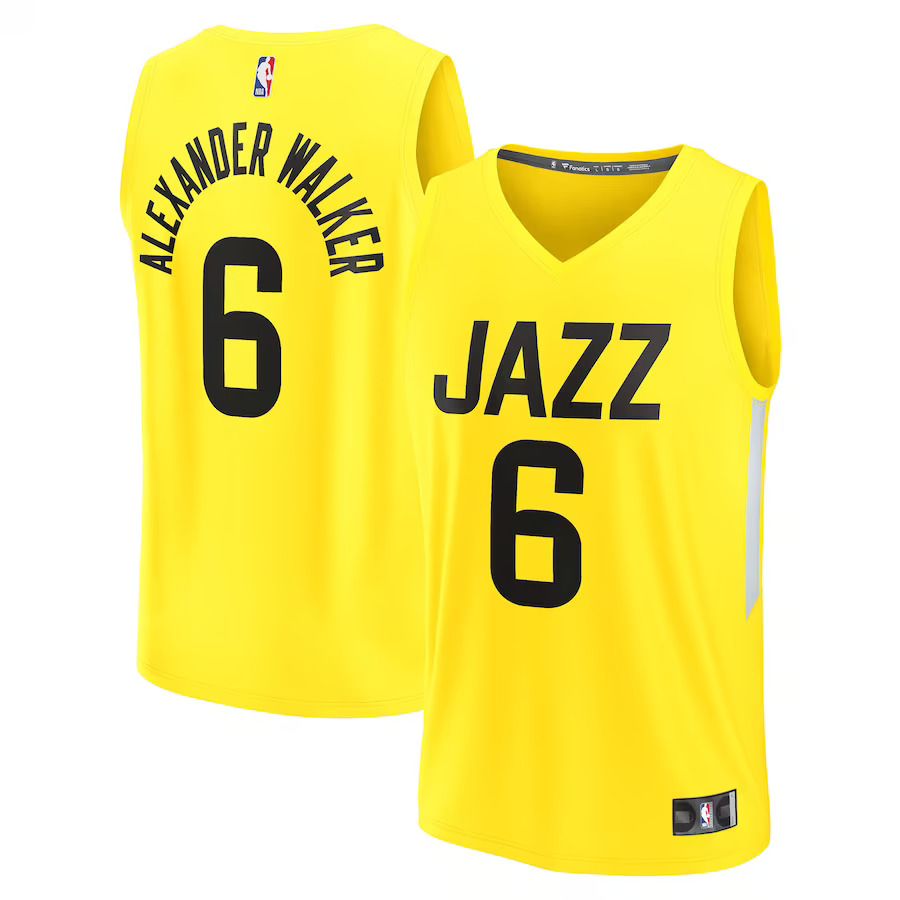 Men Utah Jazz #6 Nickeil Alexander Walker Fanatics Branded Yellow 2022-23 Fast Break Replica Player NBA Jersey